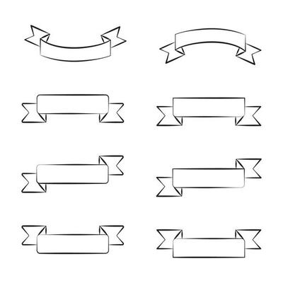 Set of Hand Drawn Ribbon Vector