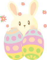 cute rabbit and easter eggs png