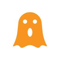 eps10 orange vector cartoon ghost solid icon isolated on white background. horror ghost symbol in a simple flat trendy modern style for your web site design, logo, pictogram, and mobile application