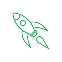 eps10 green vector rocket line art icon isolated on white background. outline missile symbol in a simple flat trendy modern style for your web site design, UI, logo, pictogram, and mobile application