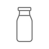 eps10 grey vector milk bottle line art icon isolated on white background. glass milk bottle symbol in a simple flat trendy modern style for your web site design, UI, logo, and mobile application