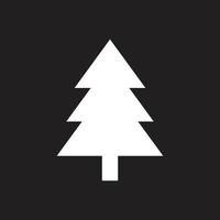 eps10 white vector pine tree solid icon isolated on black background. tree filled symbol in a simple flat trendy modern style for your web site design, UI, logo, pictogram, and mobile application