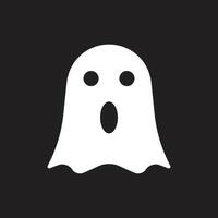 eps10 vector blanco caricatura fantasma icono sólido aislado sobre fondo negro. símbolo de fantasma de terror en un estilo moderno y plano simple para el diseño de su sitio web, ui, logotipo, pictograma y aplicación móvil