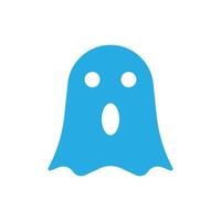 eps10 blue vector cartoon ghost solid icon isolated on white background. horror ghost symbol in a simple flat trendy modern style for your web site design, UI, logo, pictogram, and mobile application