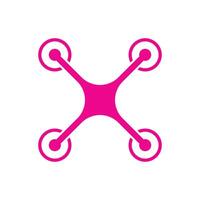 eps10 pink vector drone quadcopter icon isolated on white background. flying camera symbol in a simple flat trendy modern style for your web site design, UI, logo, pictogram, and mobile application