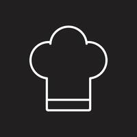 eps10 white vector chef hat line icon isolated on black background. chef cap outline symbol in a simple flat trendy modern style for your web site design, logo, pictogram, and mobile application