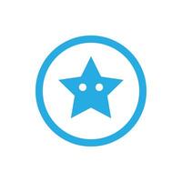 eps10 blue vector cartoon star icon isolated on white background. star in a circle symbol in a simple flat trendy modern style for your web site design, UI, logo, pictogram, and mobile application