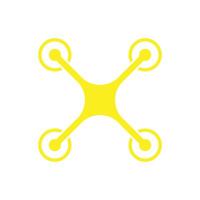 eps10 yellow vector drone quadcopter icon isolated on white background. flying camera symbol in a simple flat trendy modern style for your web site design, UI, logo, pictogram, and mobile application