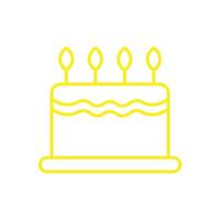 eps10 yellow vector cake line icon isolated on white background. cake with candles outline symbol in a simple flat trendy modern style for your web site design, logo, pictogram, and mobile application