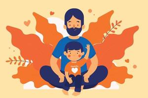 a Father And His Son Flat Illustration