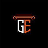 diseño creativo del logotipo de la letra ge con gráfico vectorial vector