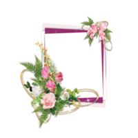 cadre photo de mariage avec coin fleur décorer image clipart png