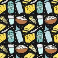 seamless milk production pattern. vector doodle illustration with milk products icon. pattern with milk food