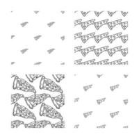 set of different seamless pizza patterns. doodle vector pizza background