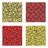 set of different seamless food patterns. doodle vector food background