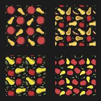 set of different seamless fruit patterns. doodle vector fruit background