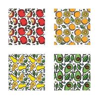 set of different seamless fruit patterns. doodle vector fruit background