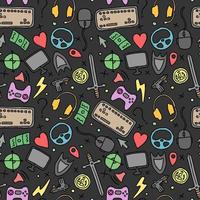 Seamless gaming background. seamless pattern with doodle gaming icons. gaming vector icons