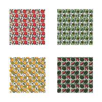 set of different seamless fruit patterns. doodle vector fruit background