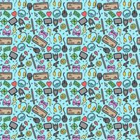 Seamless gaming background. seamless pattern with doodle gaming icons. gaming vector icons