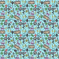 Seamless gaming background. seamless pattern with doodle gaming icons. gaming vector icons