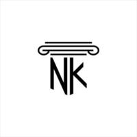 diseño creativo del logotipo de la letra nk con gráfico vectorial vector