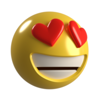 Rendering 3d sorriso emoji vista laterale, icona emoji 3d png