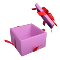 3D rendering caja abierta presente rosa png