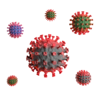 coronavírus de renderização 3d, design de desenho animado, conceito de epidemia 3d png