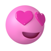 3D-rendering verliefd emoji zijaanzicht, 3d emoji-pictogram png