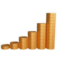 3D rendering coin stack , 3D financial concept png