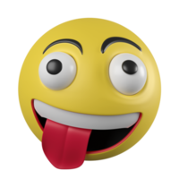 Representación 3d vista frontal de emoji de sensación descarada, icono de emoji 3d png