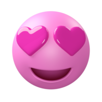 3D rendering fall in love emoji front view , 3D emoji icon png