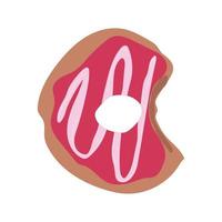 donut with pink icing donut icon, vector illustration.