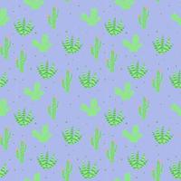 seamless pattern with cactus on a blue background in cartoon style. Vector illustration