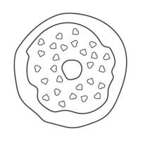 Doodle donuts. Coloring book for children and adults. Outline vector illustration.