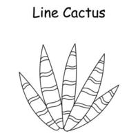 ilustración de fideos vectoriales de un cactus. cactus dibujado a mano. garabato, línea, mexicano, cacto vector