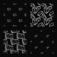 set of different seamless cheese patterns. doodle vector cheese background