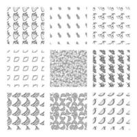 set of different seamless fruit patterns. doodle vector fruit background