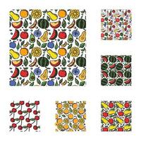 set of different seamless food patterns. doodle vector food background