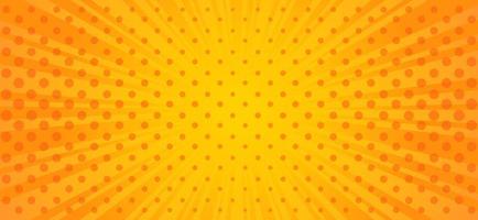 Rectangular orange background with yellow rays and dots. vector