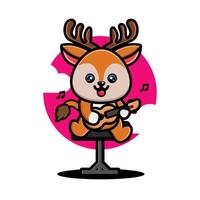 Cute deer playing guitar vector
