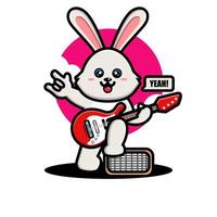 Cute rabbit playing guitar vector