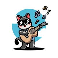 Cute husky playing guitar vector