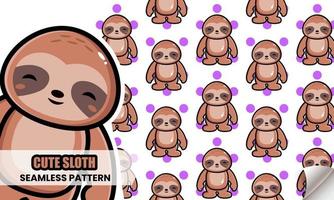 Cute sloth cartoon seamless pattern vector