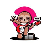 Cute sloth playing guitar vector