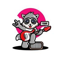Cute raccoon playing guitar vector