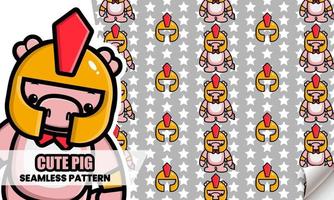 Cute pig gladiator seamless pattern vector