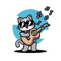 lindo gato tocando la guitarra vector