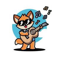 Cute fox playing guitar vector